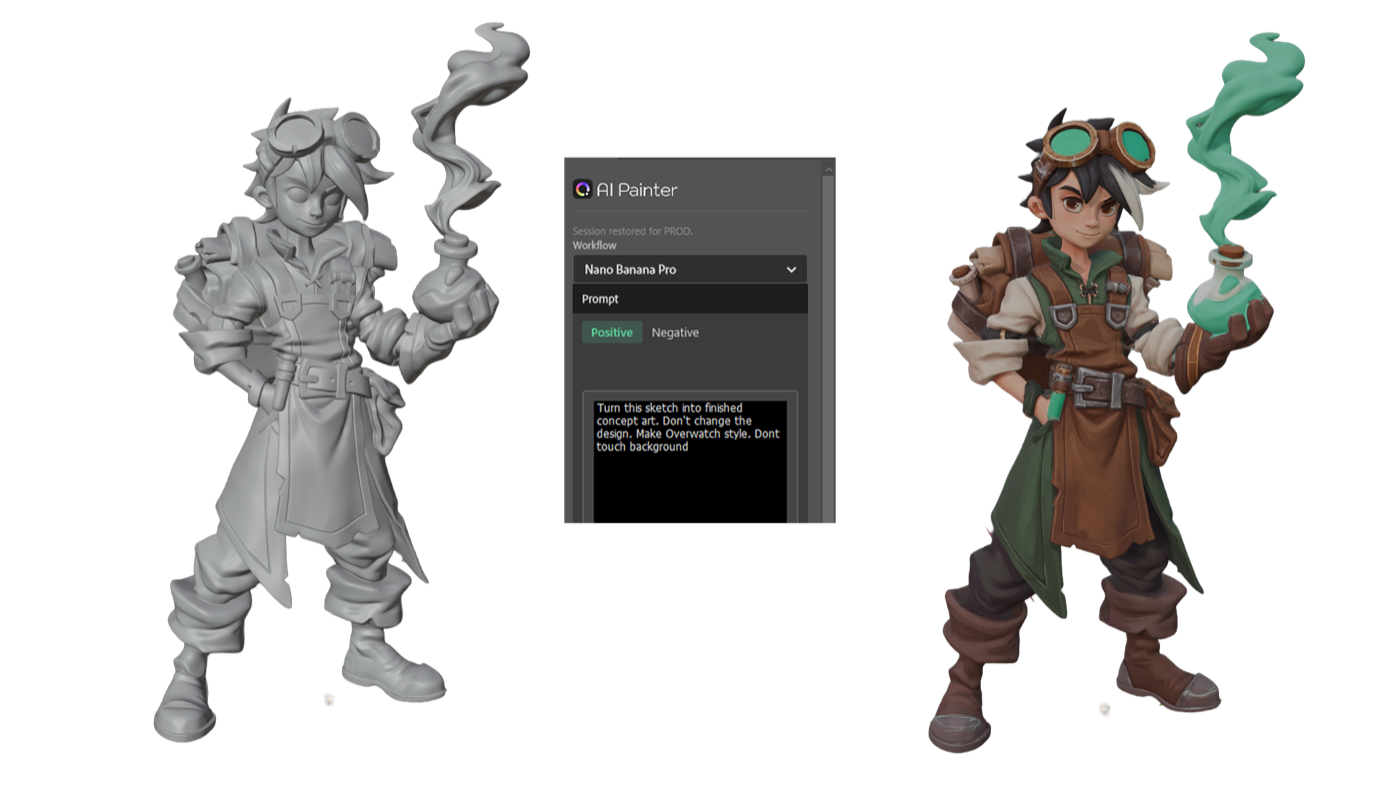 AiPainter creates high-poly and low-poly 3D model outputs