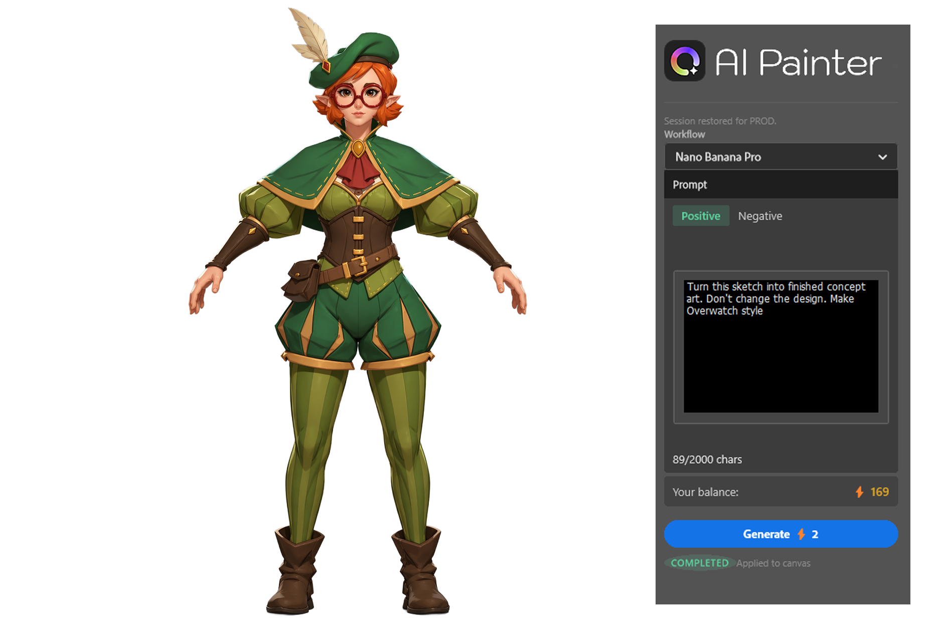 AI Painter character and plugin interface preview